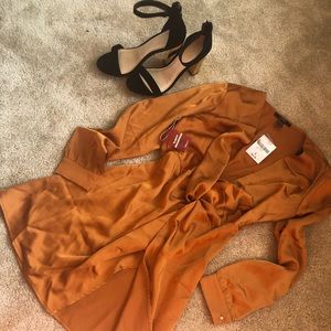 Rust Orange Wrap Dress